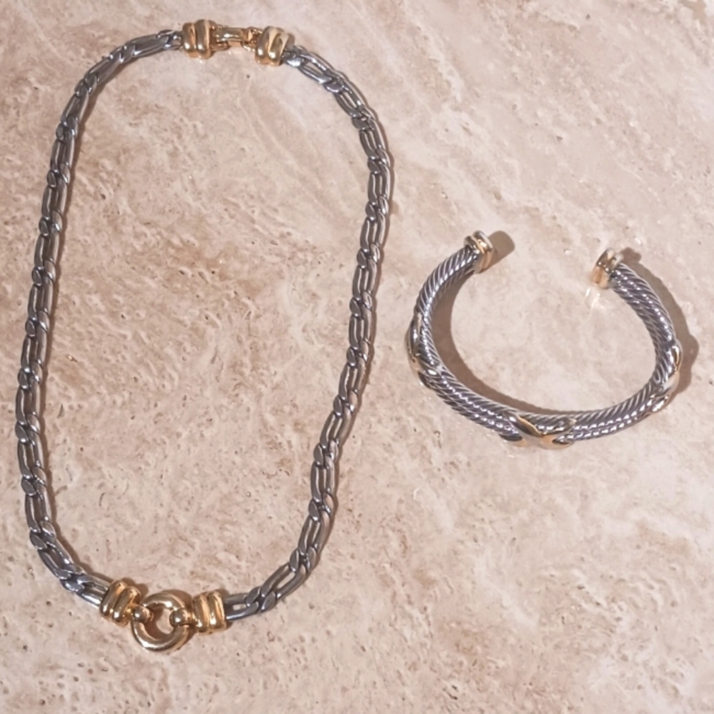 Two Tone Necklace and Cuff